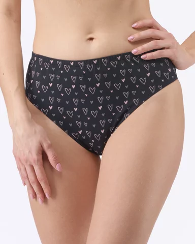 Dámské kalhotky klasické ve větších velikostech GINA 11094P černá tm. šedá XXL/3XL