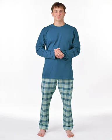 Pánské dlouhé pyžamo GINO 79193P petrolejová aqua 3XL