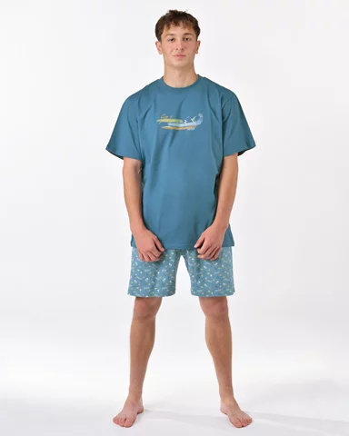 Pánské krátké pyžamo GINO 79190P měsíc dunaj M