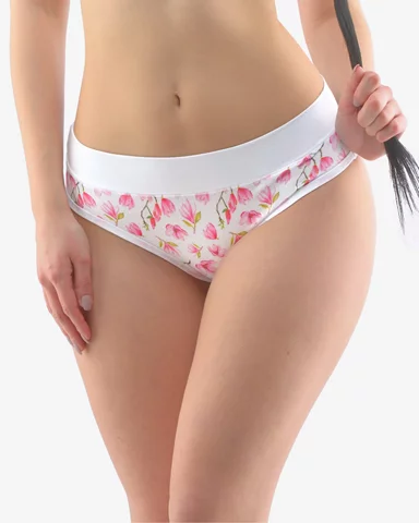 Dámské francouzské kalhotky GINA 14148P bílá sv. růžová L/XL
