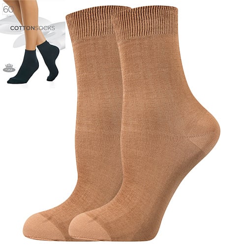 Dámské punčochové ponožky COTTON socks 60 DEN beige 39-42 (26-28)