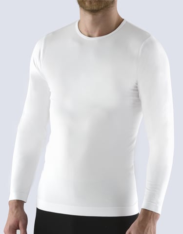 Pánské tričko s dlouhým rukávem GINO 58010P bílá S/M