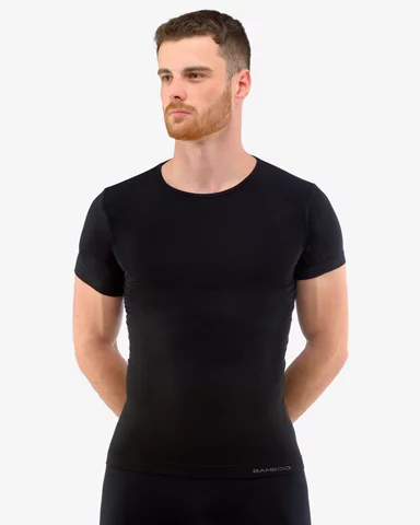 Pánské bezešvé tričko s krátkým rukávem GINO 58006P černá S/M