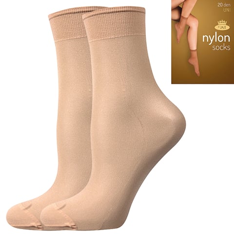 Punčochové ponožky NYLON SOCKS 20 DEN / 2 páry camel uni