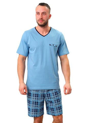 Pánské pyžamo Leon 710 HOTBERG modrá světlá XL