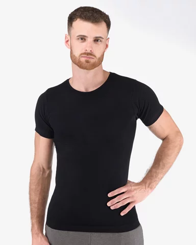 Pánské bezešvé tričko s krátkým rukávem GINO 58003P černá L/XL