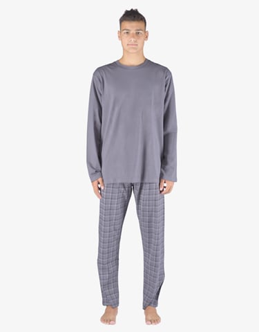 Pánské pyžamo dlouhé GINO 79155P šedá černá 3XL