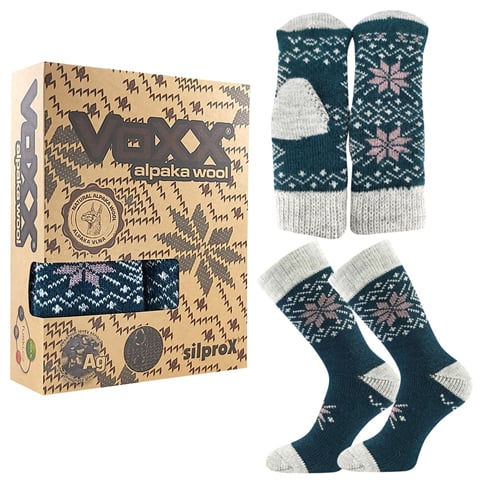 Dárková krabička ponožek a palčáků VoXX ALTA SET tmavý tyrkys