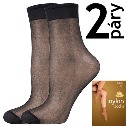 Punčochové ponožky NYLON SOCKS 20 DEN / 2 páry nero uni