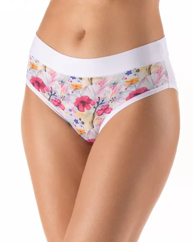 Dámské klasické kalhotky se širším pasovým lemem GINA 10314P bílá XL/XXL