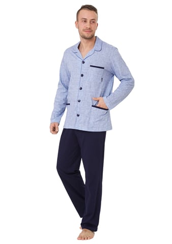 Pánské pyžamo Ambrozy 196 HOTBERG modrá světlá XL