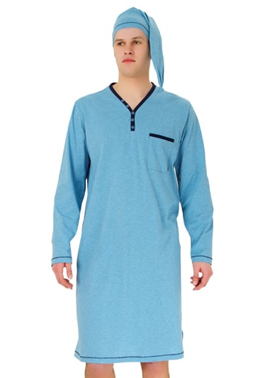 Pánská noční košile Bonifac 358 HOTBERG modrá světlá XL