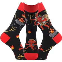 Ponožky unisex mikulášské TREPIFAJXL s obrázky ČERTŮ (3 páry)