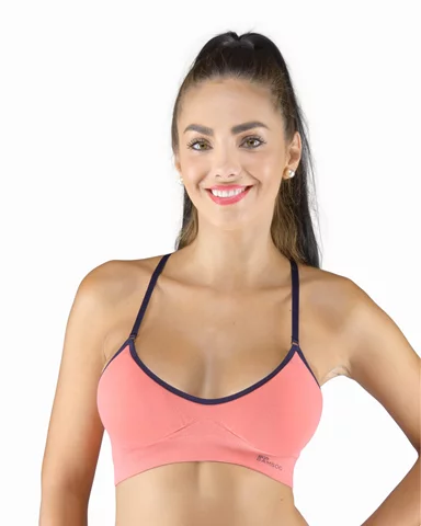 Dámská sportovní podprsenka s vycpávkami GINA 07020P tomato tm. modrá S/M