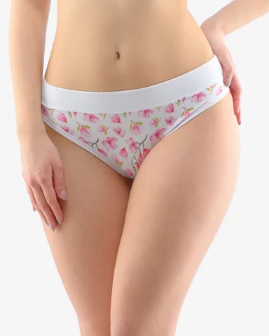 Dámské kalhotky bokové GINA 16167P bílá sv. růžová L/XL