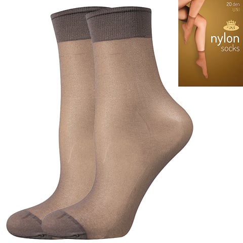Punčochové ponožky NYLON SOCKS 20 DEN / 2 páry fumo uni