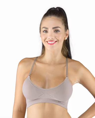 Dámská sportovní podprsenka s vycpávkami GINA 07020P šedohnědá XL/XXL