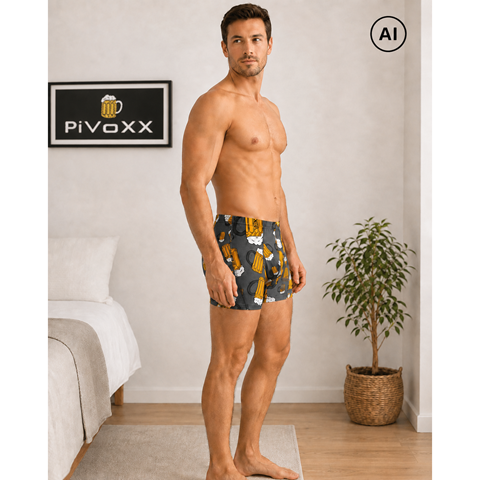 Pánské boxerky Kevin PiVoXX pivo velké šedá pivo velké šedá 3XL