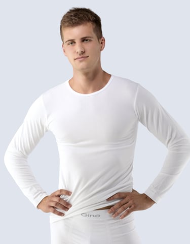 Pánské tričko s dlouhým rukávem BAMBOO GINO 58004P bílá S/M