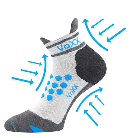 Ponožky kompresní sportovní SPRINTER nízké s ionty stříbra SVĚTLE ŠEDÉ S TMAVĚ TYRKYSOVOU