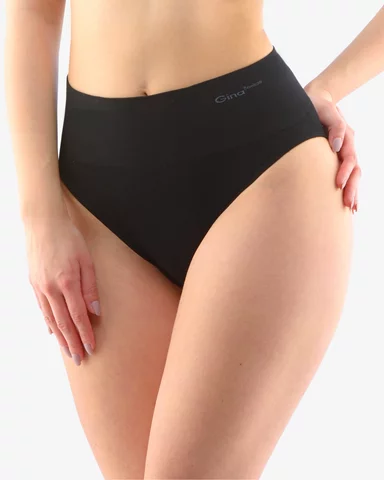Dámské kalhotky klasické se širokým bokem GINA Bamboo 00035P černá L/XL