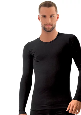 Pánské tričko Cotton LS01120A BRUBECK černá S