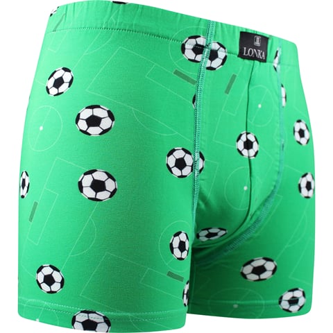 Boxerky pánské obrázkové KEVIN bavlněné FOTBAL zelené