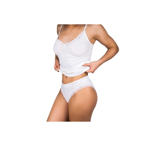 Košilka dámská bambusová BAMBOO SEAMLESS 012 s krajkou WHITE (bílá)