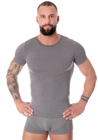 Pánské tričko Merino SS11030 BRUBECK šedá XL
