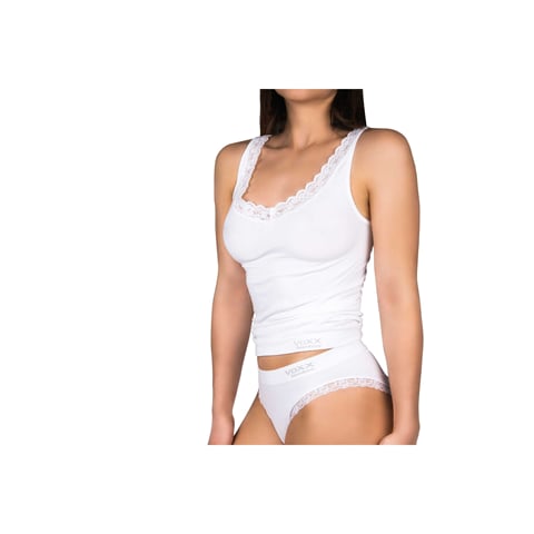 Košilka dámská bambusová BAMBOO SEAMLESS 010 s krajkou WHITE (bílá)