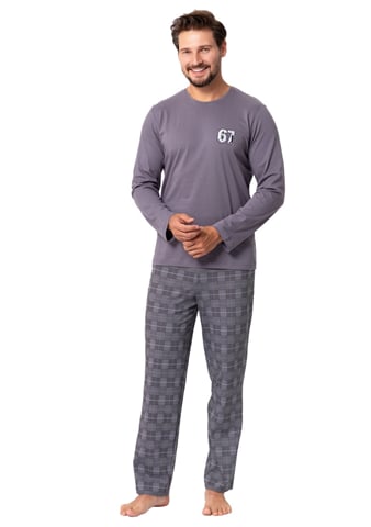 Pánské pyžamo Parker 1394 HOTBERG šedá XL Pánské pyžamo Parker 1394 HOTBERG šedá XL