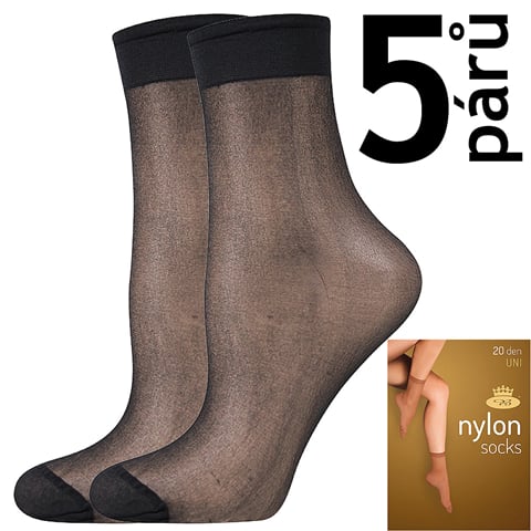 Punčochové ponožky NYLON SOCKS 20 DEN / 5 párů nero uni