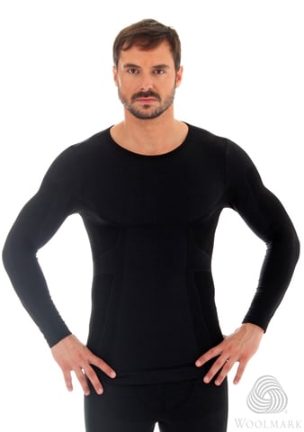 Pánské tričko Merino LS11600 BRUBECK černá M