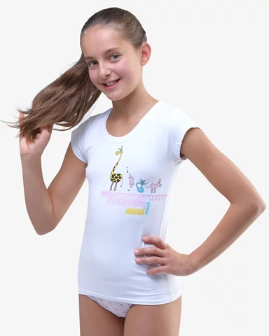 Dětské dívčí tričko GINA 28003P bílá 134/140