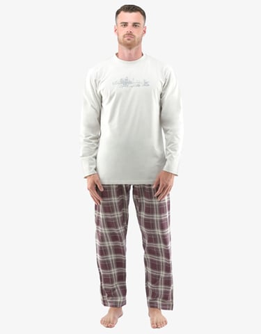 Pánské pyžamo dlouhé GINO 79133P sv. šedá hypermangan XL