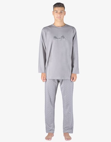 Pánské pyžamo dlouhé GINO 79151P šedá tm. šedá M