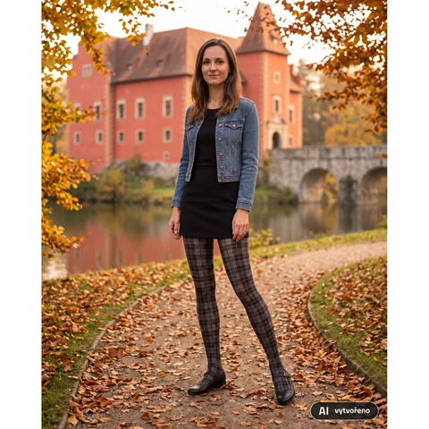 Dámské vzorované punčochové kalhoty Sara 20/40 kostka kostka XL