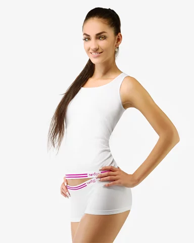 Dámská košilka GINA Bamboo 08020P bílá bordo M/L