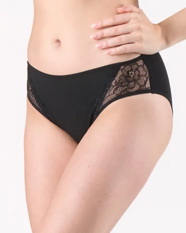 Dámské klasické bambusové kalhotky s krajkou GINA 10304P Černá XXL/3XL