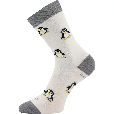 Ponožky dětské slabé z merino PENGUINIK s ionty stříbra REŽNÁ