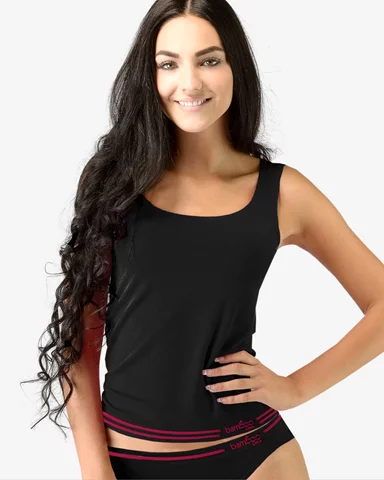 Dámská košilka GINA Bamboo 08020P černá bordo L/XL