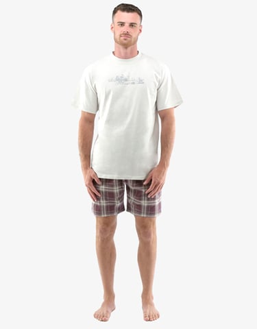 Pánské pyžamo krátké GINO 79134P sv. šedá hypermangan XL