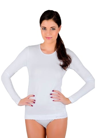 Dámské tričko dlouhý rukáv LS00900 BRUBECK bavlna bílá M
