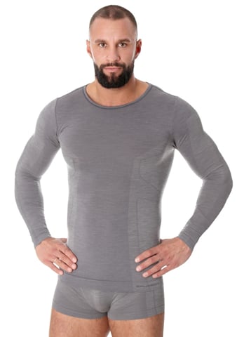 Pánské tričko Merino LS11600 BRUBECK šedá XXL