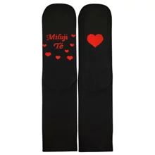 Valentýnské ponožky DARLING černé se srdíčky design 1 (3 páry)