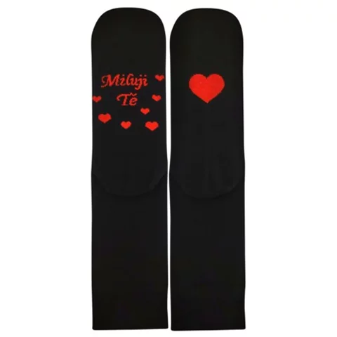 Valentýnské ponožky DARLING černé se srdíčky design 1 (3 páry)