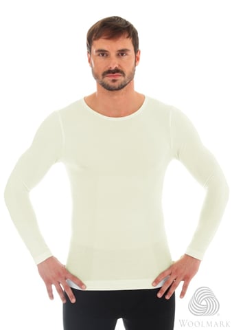 Pánské tričko Merino LS11600 BRUBECK šampaň (ecru) M