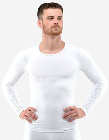 Pánské tričko s dlouhým rukávem eco BAMBOO GINO 58007P bílá S/M